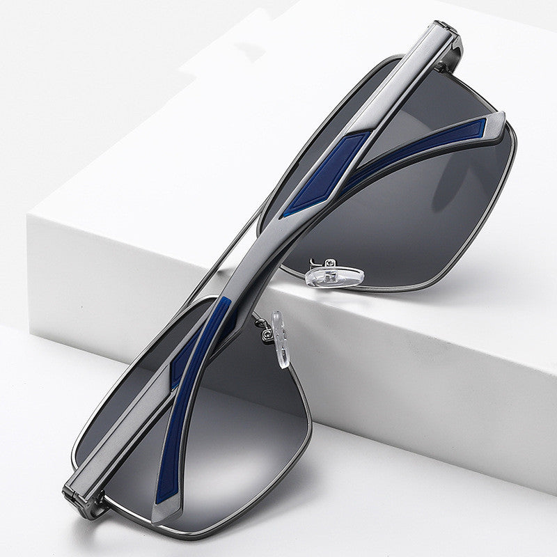 Men Polarized Sunglasses Metal Frame Large Double Beam Driving Sun Glasses TAC Lenses Fashion Eyewear Everyday