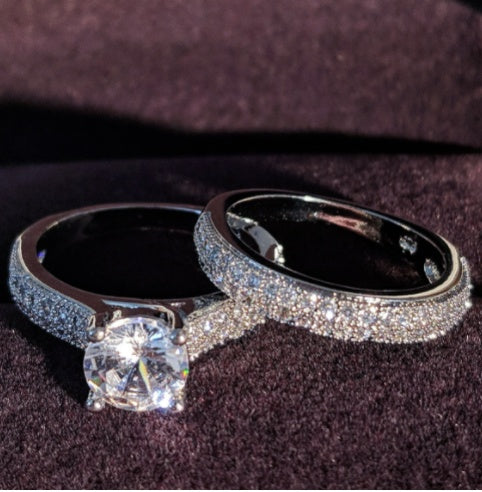 Womens 925 Sterling Silver Ring Zircon Inlay Band For Her Simple Silver Ring Size 5 6 7 8 9 10 Style Band Ring