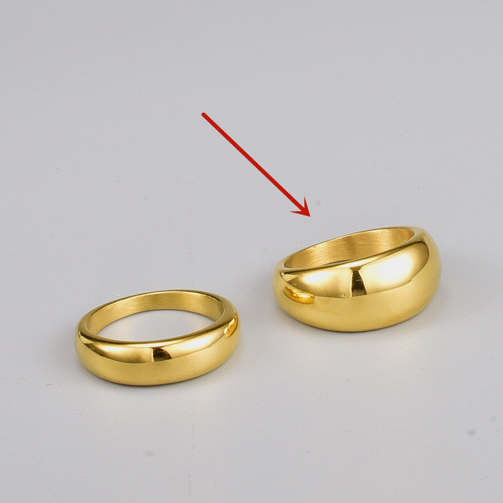 Timeless Titanium Steel Gold Plated Simple Round Curved Index Ring For Women Fashion Jewelry For Fashion Women