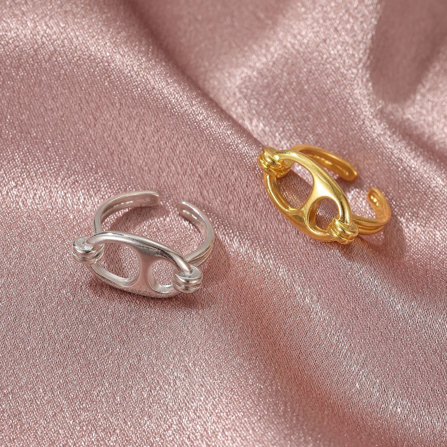 Geometric Alloy Ring For Women European And American Fashion Jewelry Retro Oval Nose Ring Electroplated Elegant