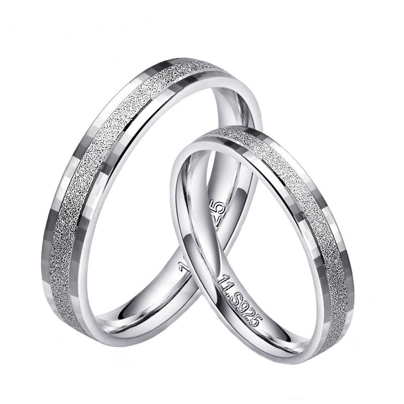 Couple Rings For Him And Her Frosted Silver Plated Promise Rings Set With Scale Bracelet Design For Anniversary