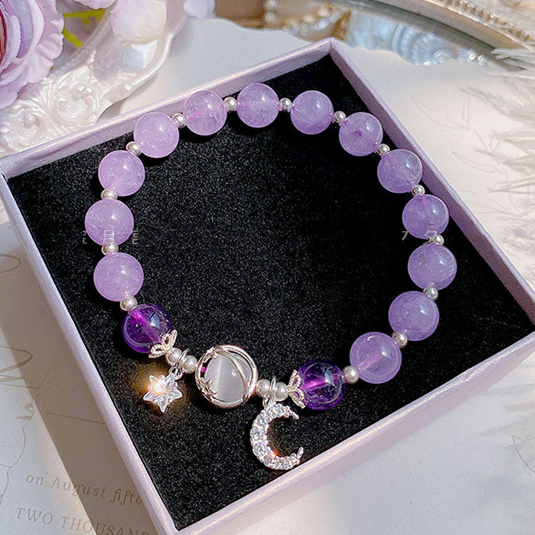 Womens Handmade Vintage Gray Moonstone Bracelet Fashion Jewelry Artificial Crystal Elegant Unique Classic Look