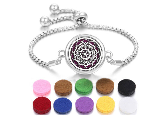 Aromatherapy Essential Oil Diffuser Unisex Bracelet Alloy Locket Electroplated Finish Jewelry Gift For Her Box