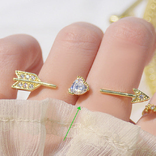 Womens Adjustable Zirconia Arrow Ring Copper Jewelry Dainty Elegant Statement Accessory For Daily Wear Anniversary Gift