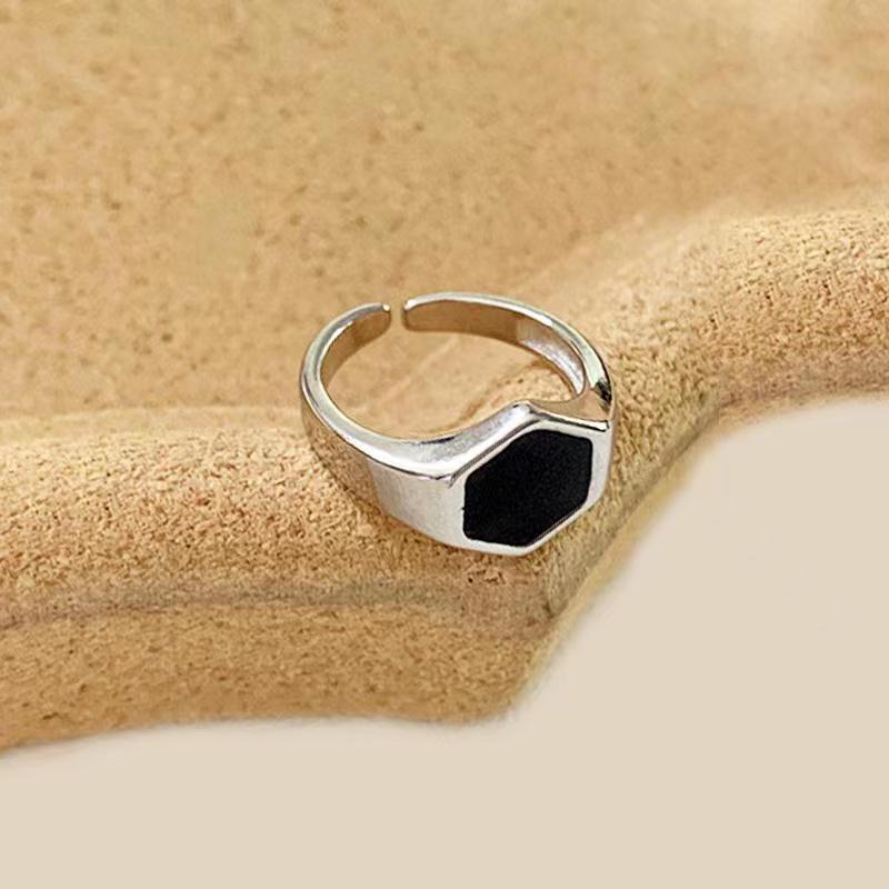 Geometric Copper Ring Platinum Plated Adjustable Opening Band French Style Jewel For Women And Girls 10mm 17mm