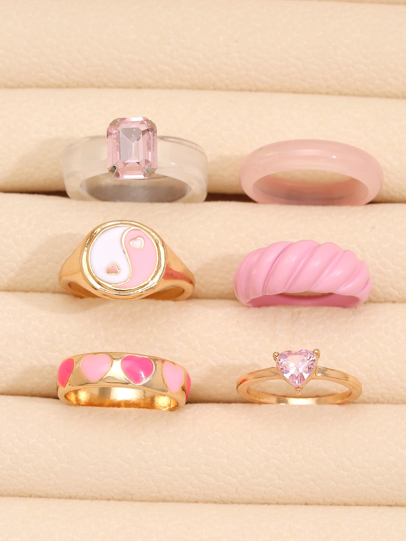 Womens Fashion Ring Set Irregular Zinc Alloy Electroplated Rings For Women Simple Style Jewelry Set Elegant Everyday