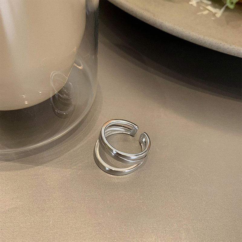 Womens Adjustable Heart Ring Multilayer Fashionable Elegant Ring Thai Silver Plated Ring For Women Girls Heart
