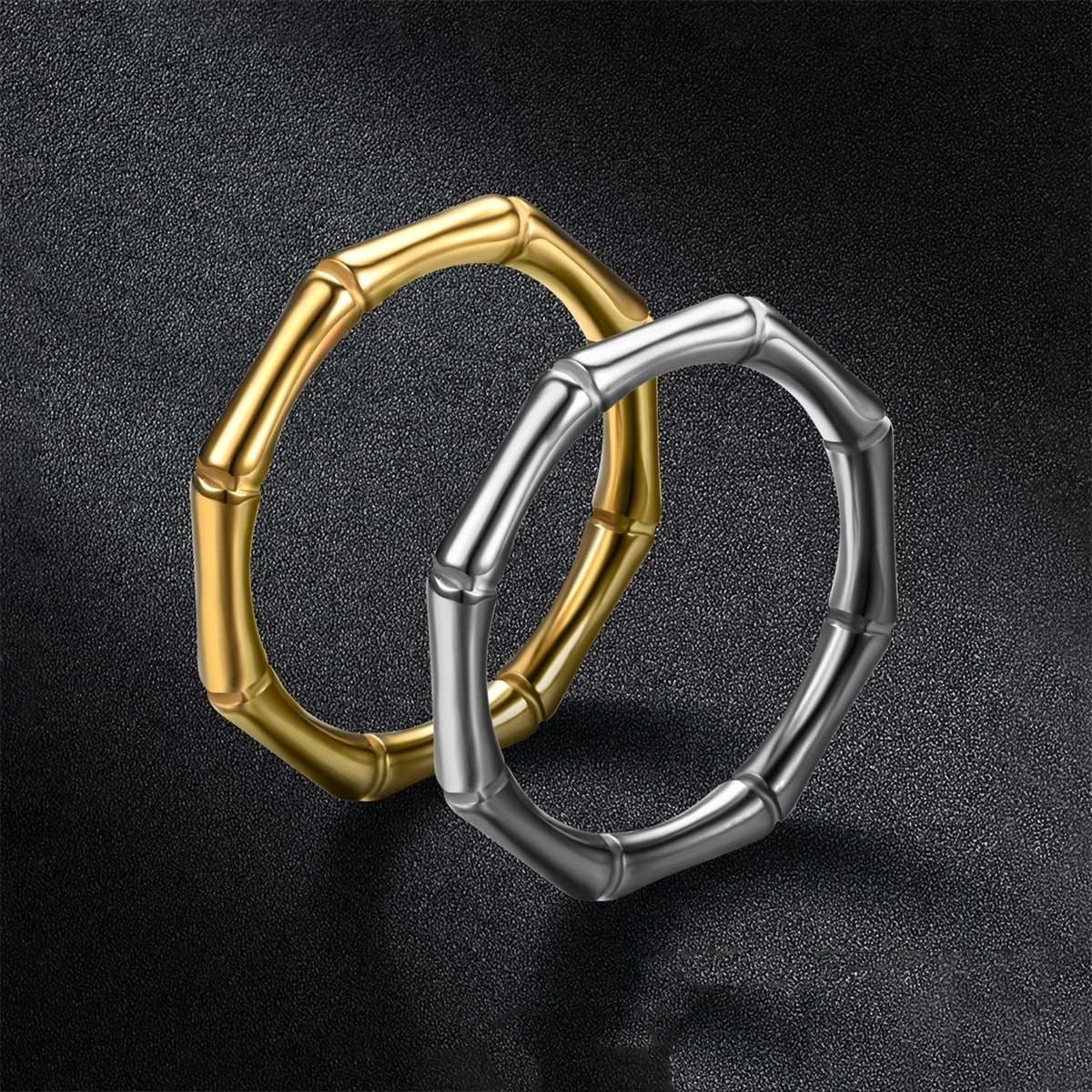 Womens Personalized Knuckle Ring Adjustable Stainless Steel Bamboo Joint Ring Letters Numbers Text Fashionable