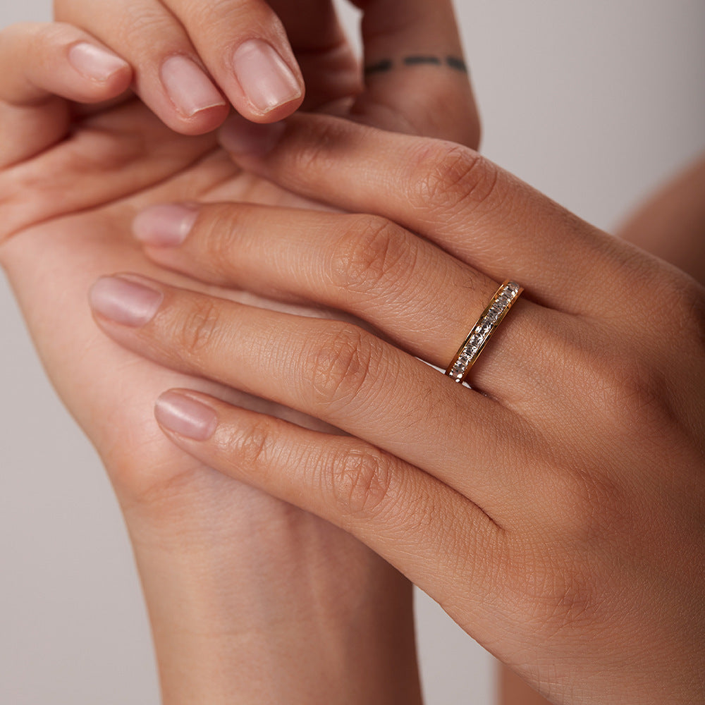 Womens Gold Ring Stainless Steel Geometric Ring Electroplated Ring for Women Girls Fashion Jewelry Gift Ins Ring Number 6 7 8 and 9