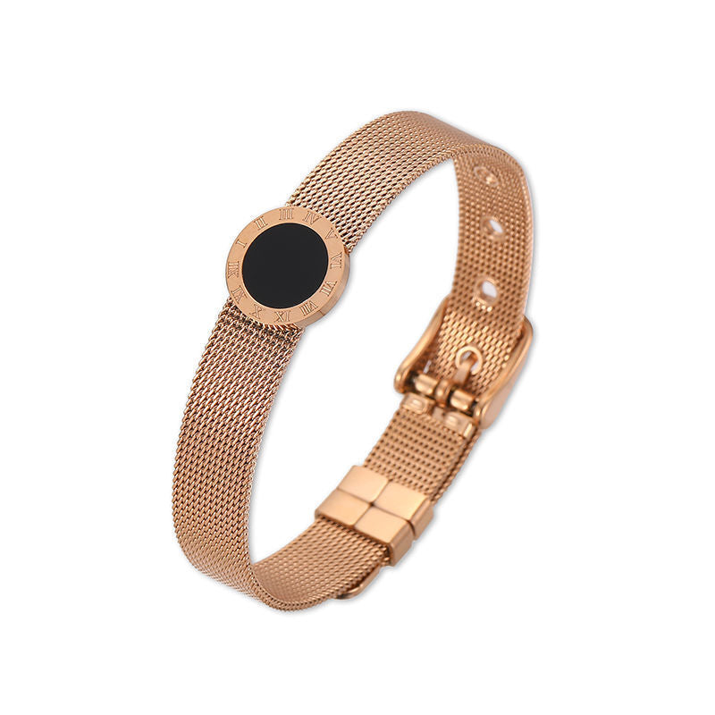 Womens Titanium Steel Diamond Bangle Bracelet Geometric Bend Connection Rose Gold And Gold Sleek Everyday Wear Elegant