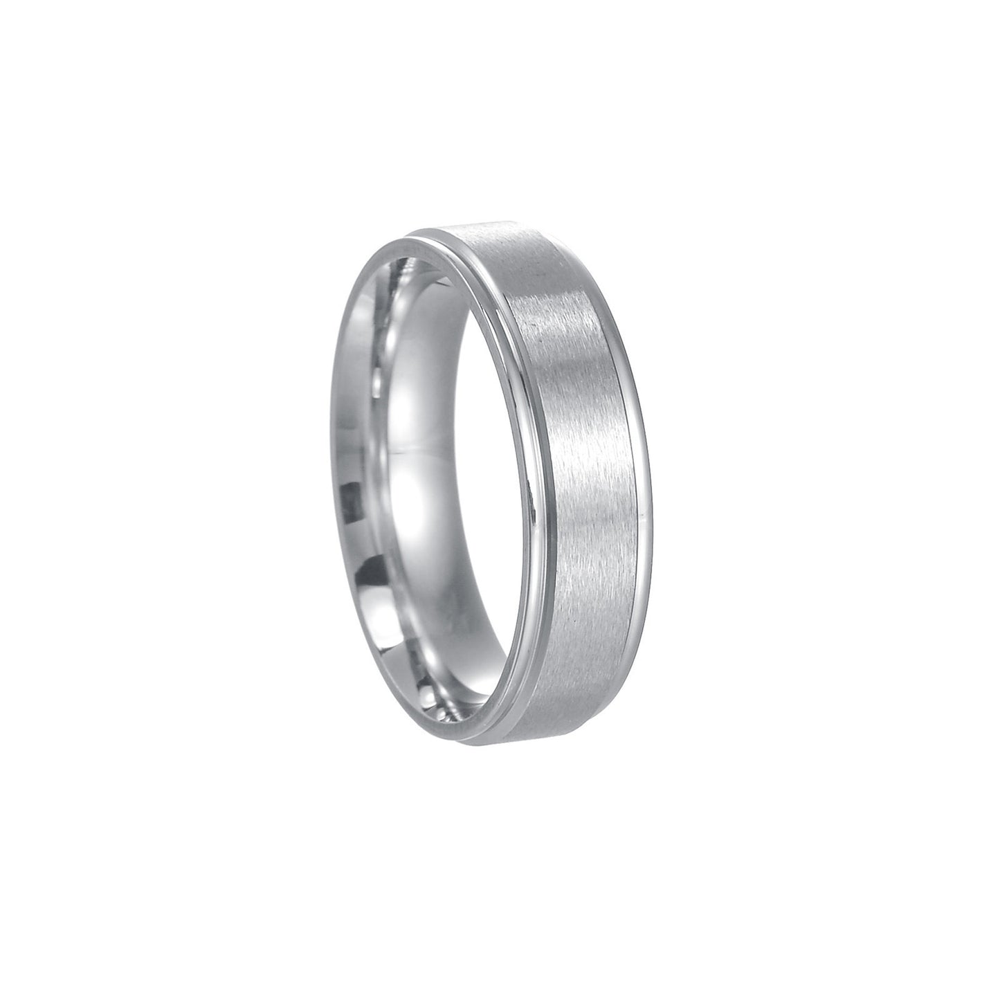Titanium Steel Ring 6mm Wide Band Step Sand Surface Matte Finish Unisex European Design Ring For Men And Women