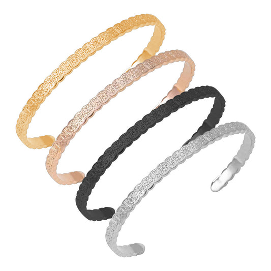 Stainless Steel Heart Carved C Shape Bracelet For Women