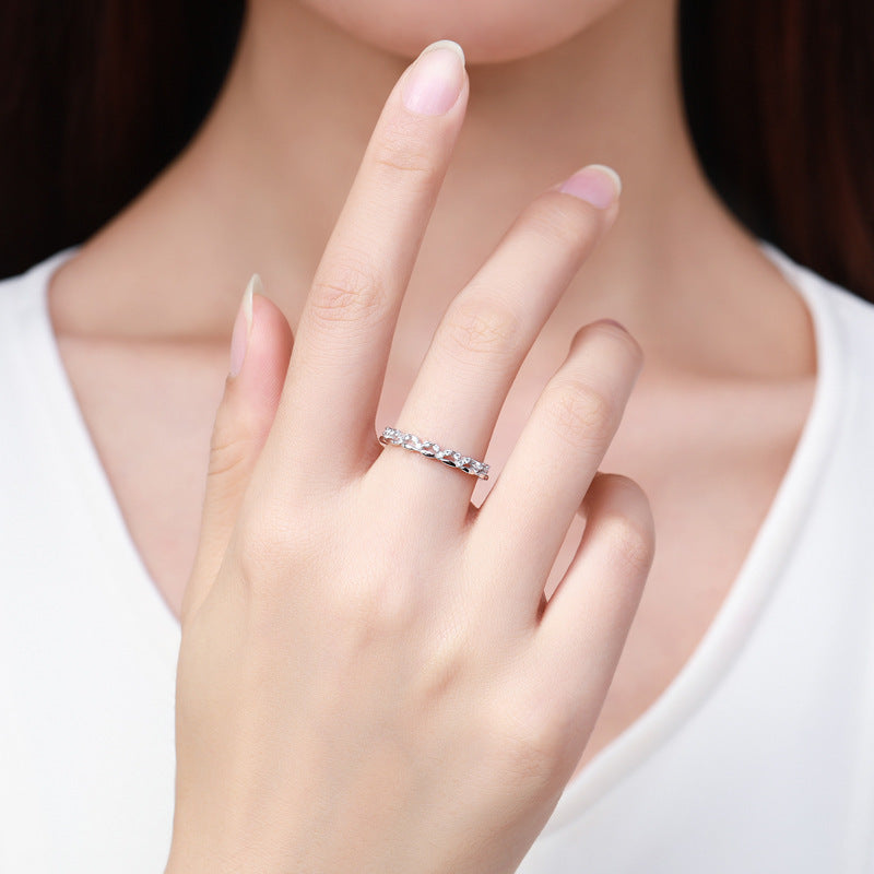 Sterling Silver Geometric Ring 925 Inlaid Gemstone For Women Travel Gift Simple Band Jewelry Elegant Geometric Gemstone