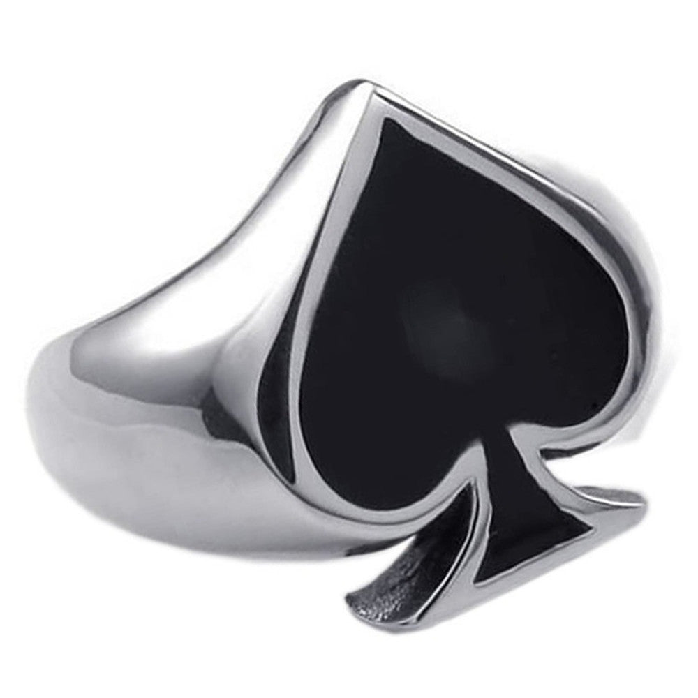 Mens Geometric Alloy Ring Black Plated European Spade
