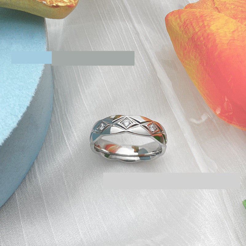 Unisex Titanium Steel Ring Cross Pattern Four Diamond Look Inlays Gold Plated Jewelry Durable Elegant Timeless