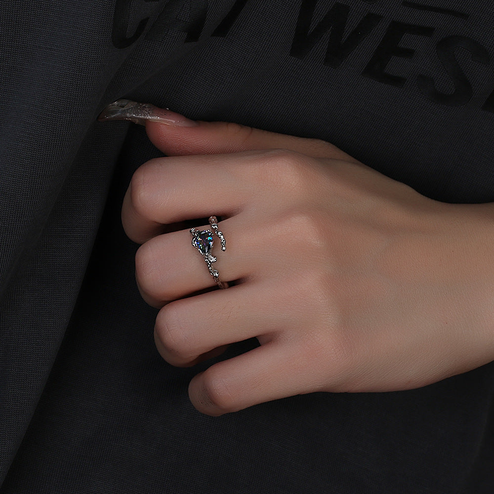 Unisex Adjustable Ring Irregular Colorful Stone Copper Gold Plated Fashion Jewelry For Men Women Durable Daily