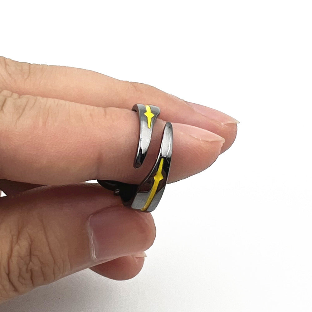 Unisex Geometric Ring With Rhinestone Accent Durable Alloy Electroplated Fashion Jewelry Accessory Gift Daily Wear