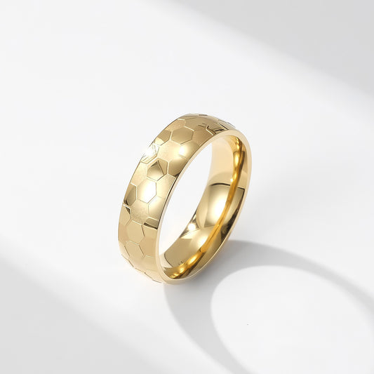 Titanium Steel Ring Ornament Unisex Football Theme Jewelry