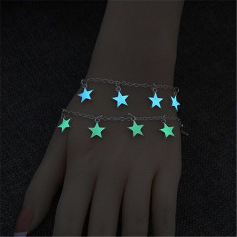 Girls Glow In The Dark Bracelet DIY Creative Animal Theme Star Luminous Alloy Adjustable Jewelry Nighttime Glow Toy