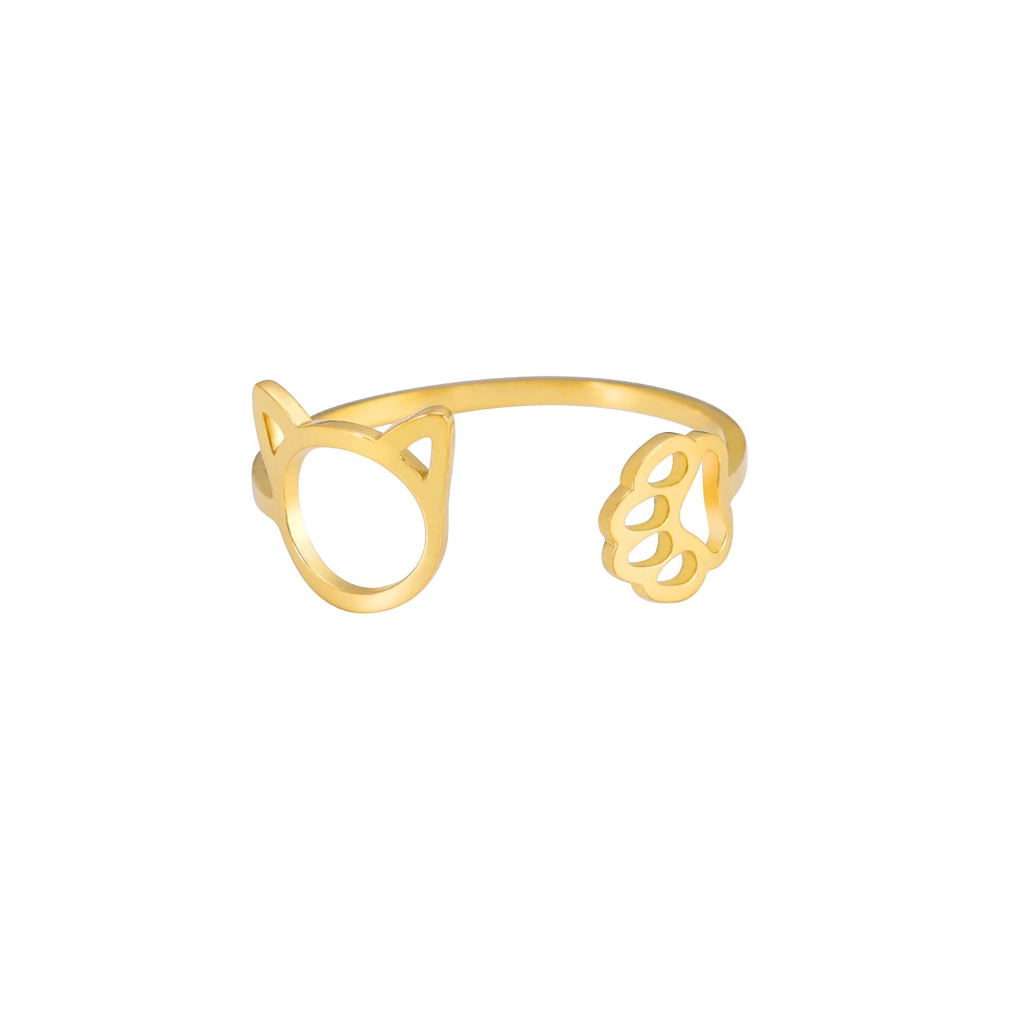 Cute Cat Claw Ring For Women And Girls Stainless Steel Electroplated Animal Ring Gift Fashion Jewelry Ring Gold