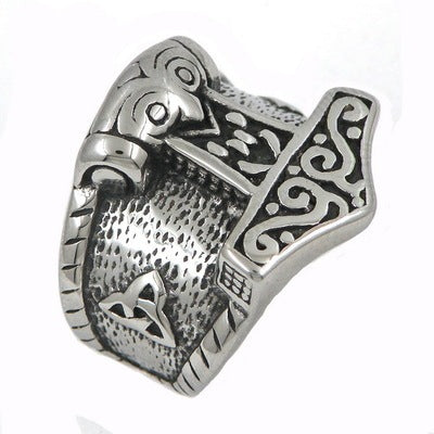 Mens Stainless Steel Ring With Solid Wood Inlay Vintage Geometric Design Band Ring For Fashion Wear Daily Uses