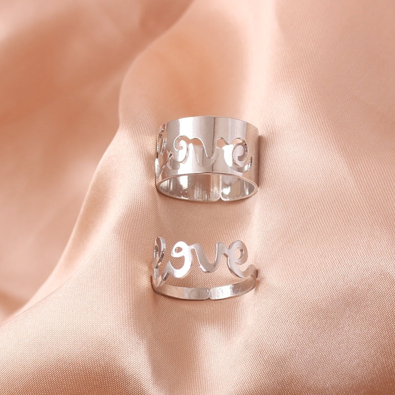 Unisex Fashion Metal Couple Rings Polished Animal Zodiac Matching Set for Lovers Durable Jewelry Gift Idea In Gift Box