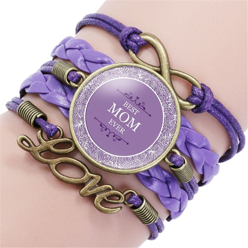 Womens Multilayer Faux Leather Bracelet With Glass Inlay And Metal Letters Adjustable Geometric Design Gift Ready
