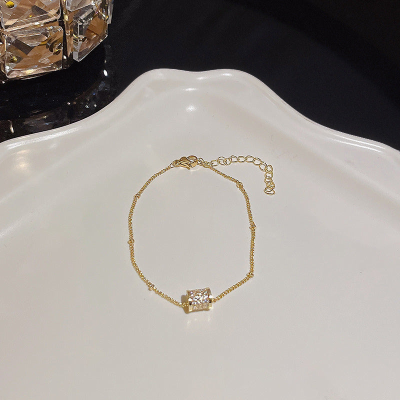 Womens Copper Bracelet With Zircon Flower Pearl Elegant Electroplated Bracelet Affordable Jewelry Gift For Her