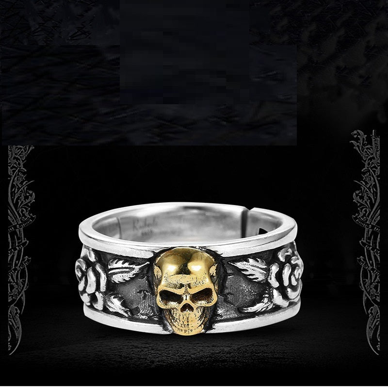 Unisex Skull Ring Adjustable Opening Copper Ring Retro Design Skull Fashion Ring Unique Statement Ring For Men