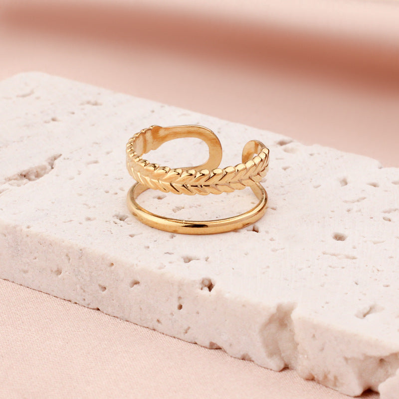 Titanium Steel Adjustable Openwork Ring Vintage Palace Style Geometric Ring For Women Fashion Jewelry Style Edition