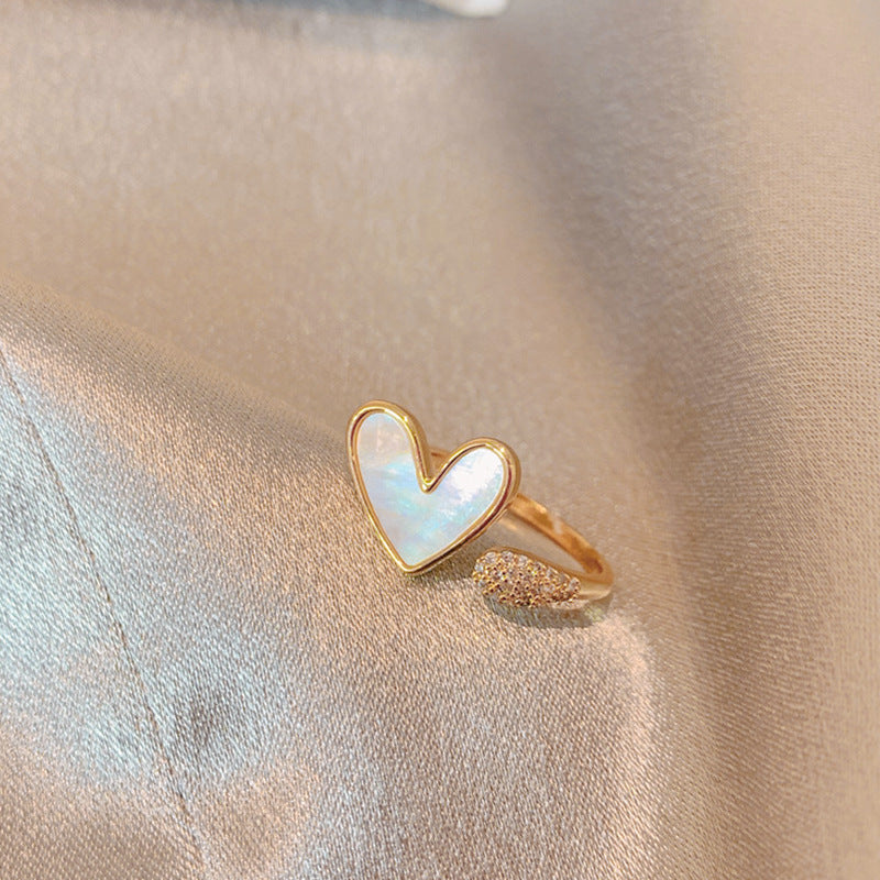 Copper Peach Heart Ring Simple Korean Style Flower With Electroplated Finish Dainty Everyday Jewelry Gift Idea