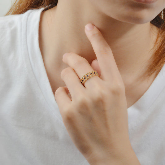 Vintage Lace Ring Copper With Diamond Accent Geometric Open Mouth Adjustable Red Green Blue Natural Diamond Accent