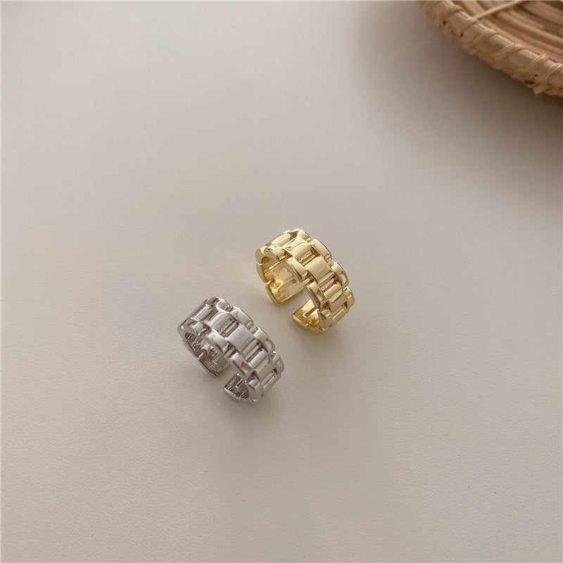 Womens Pearl Cross Ring Adjustable Gold Plated Copper Vintage Fashion Jewelry Quality Durable Versatile Vintage