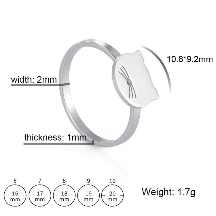 Womens Stainless Steel Cat Ring Animal Lover Fashion Accessory Cute Kitten Ring Everyday Jewelry Gift Now Soon