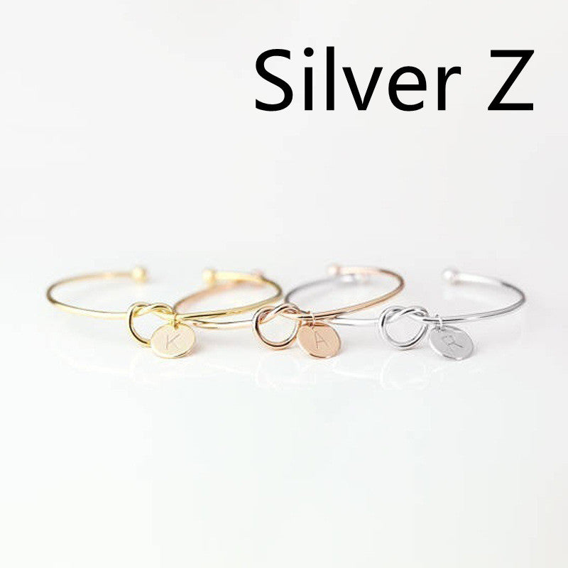 Womens Alloy Letter Bracelet Dead Knot Bangle Jewelry Gold