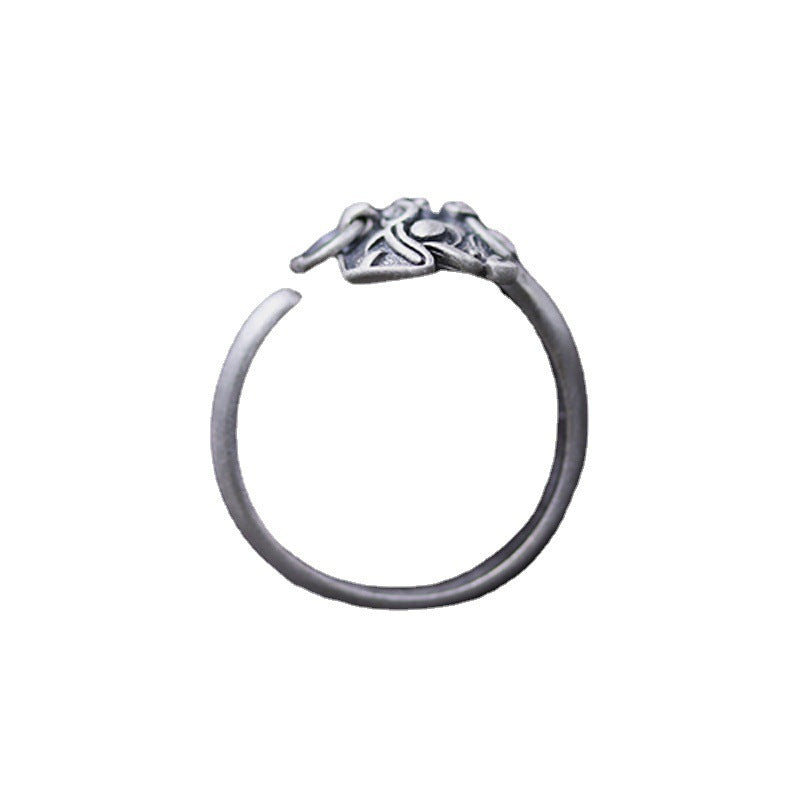 Adjustable Copper Ring Thai Silver Animal Head Applique Pepper God Beast Design Statement Jewelry For Women Everyday