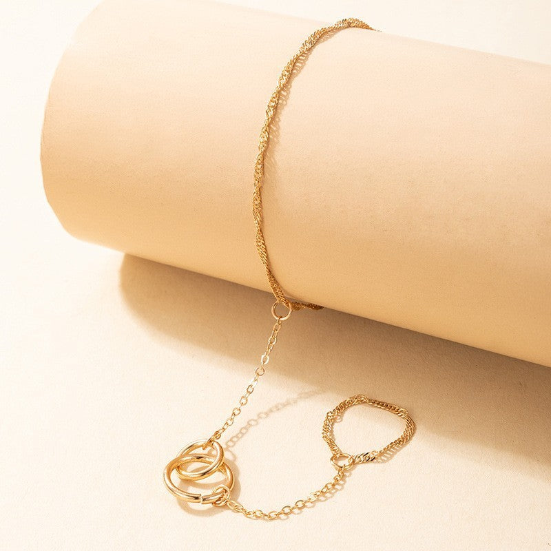 Womens Finger Chain Bracelet Hand Chain Bohemian Jewelry Ethnic Geometric Alloy Round Elements For Daily Style