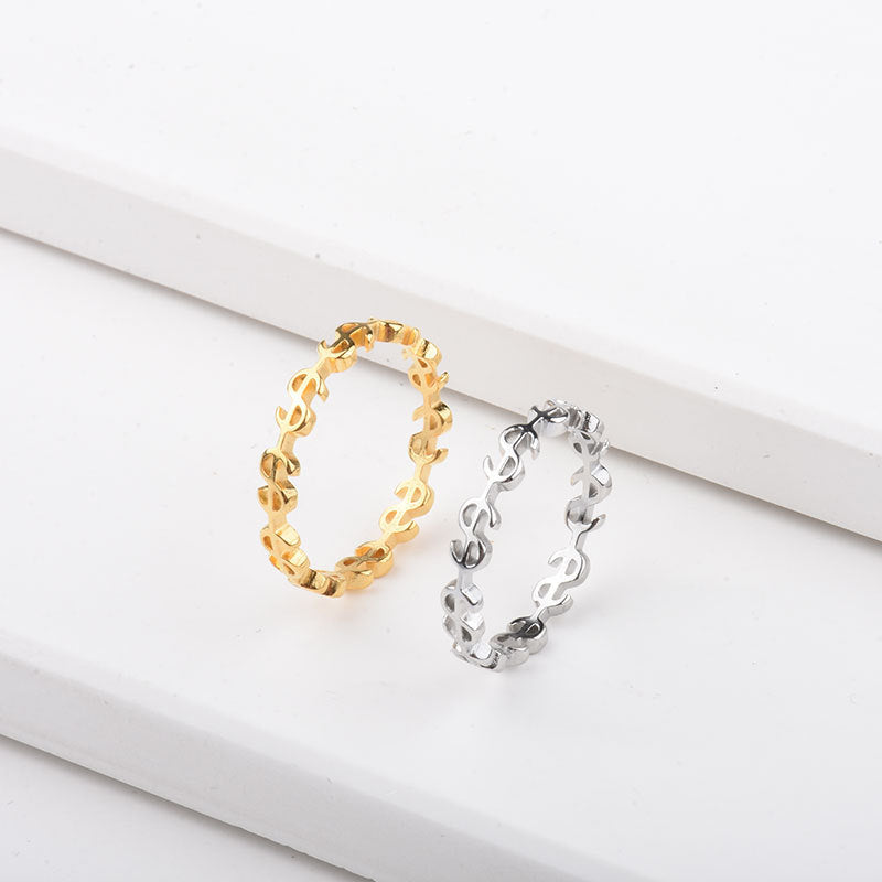 Simple Titanium Steel Gold Plated Ring Unisex Geometry Coin Design Jewelry Durable Elegant Accessory For Everyday Wear