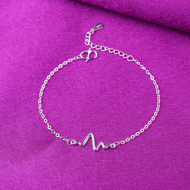 Womens Electroplated Copper Bracelet Silver Plated ECG Lightning Design Fashion Jewelry Everyday Wearable Sparkle