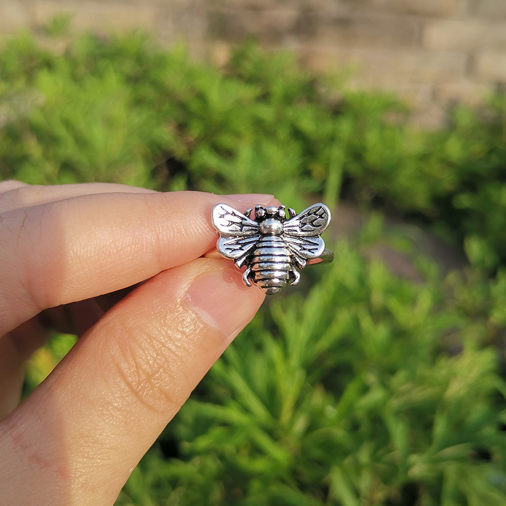 Unisex Vintage Ring Dark Silver Alloy with Heart Skull Flower and Geometric Animal Elements Anniversary Wedding