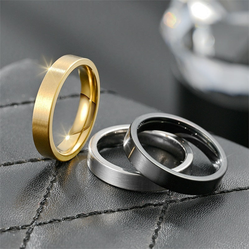Titanium Steel Ring for Men Frosted Matte Finish Polished Carved Design Band 4mm Wide 2mm Thick Fashion Style
