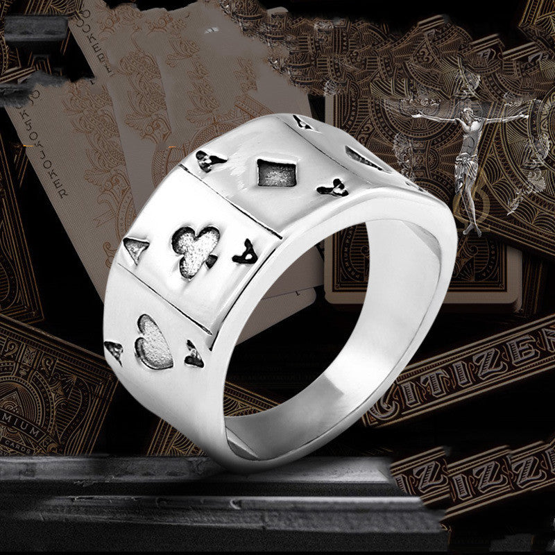 Jewelry Personality Playing Card A Titanium Steel Ring