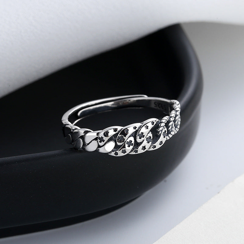 Vintage Carved Cross Silver Ring For Men And Women Retro Style Gift Jewelry Individually Packed Festival Craft