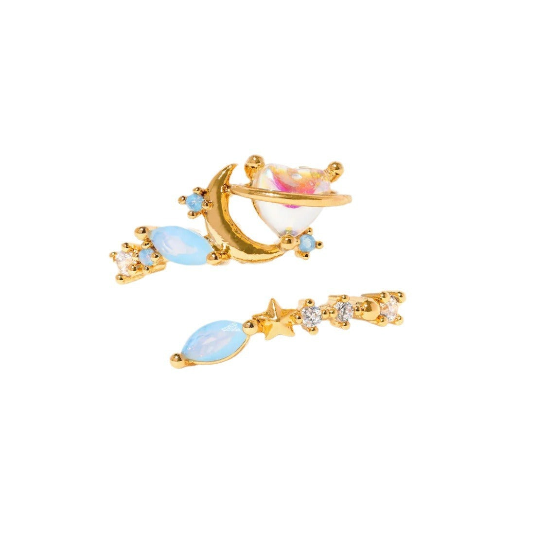 Heart Shaped Open End Ring Copper Plated Gold For Women Adjustable Size Cute Style Everyday Jewelry Gift Ready