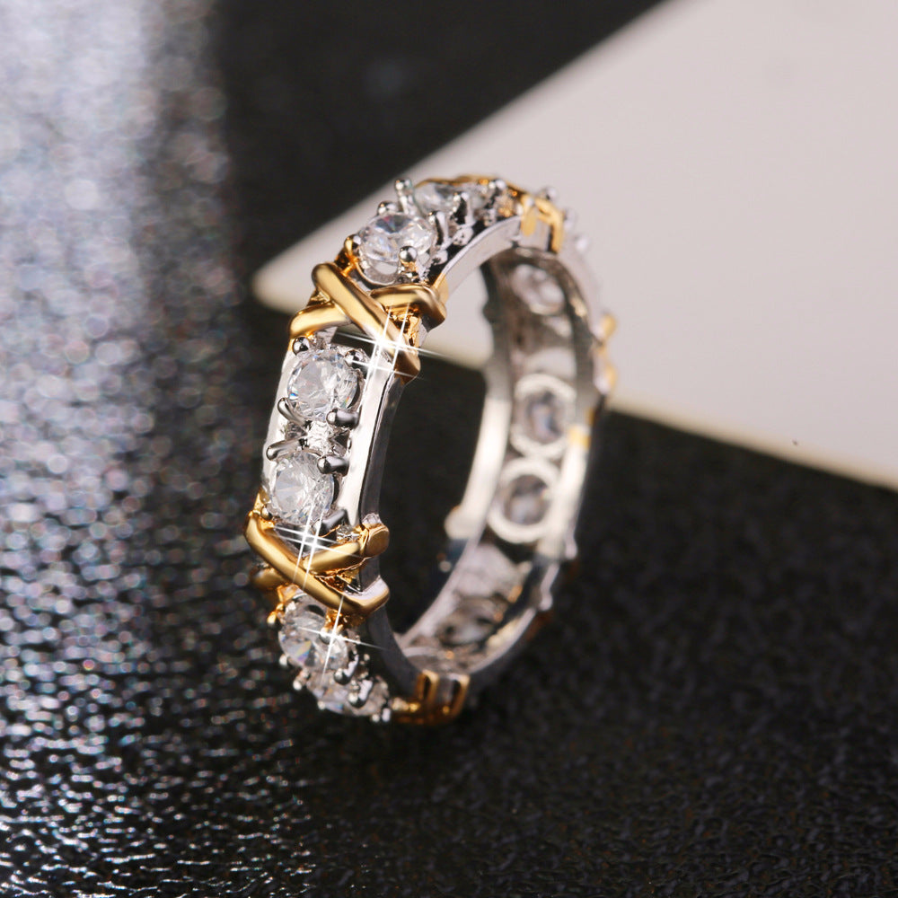 Gold Plated Zircon Ring Sepia Tone Fashion Jewelry Set