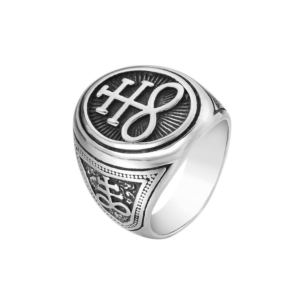 Men's Ring Fashion Titanium Steel Band Stainless Steel Ring for Men Geometry Design Ring Mens Jewelry Steel Color Ring