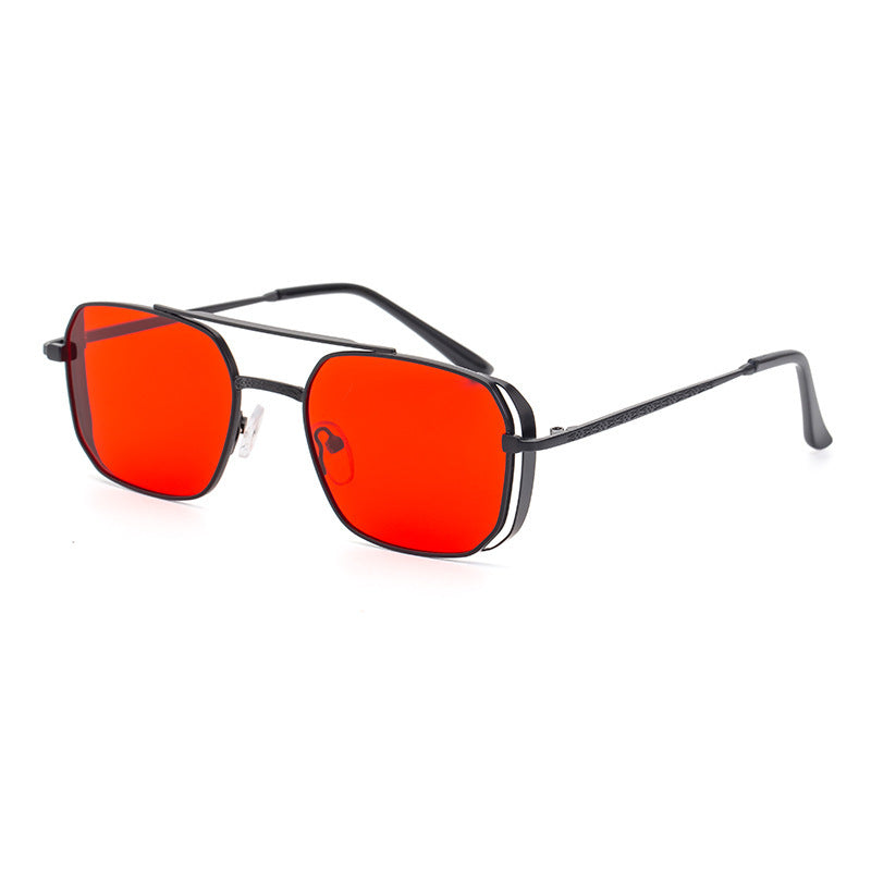 Unisex Steampunk Sunglasses Lightweight Alloy Frame Fashion Eyewear Small Frame With Side Bag Design For Men And Women