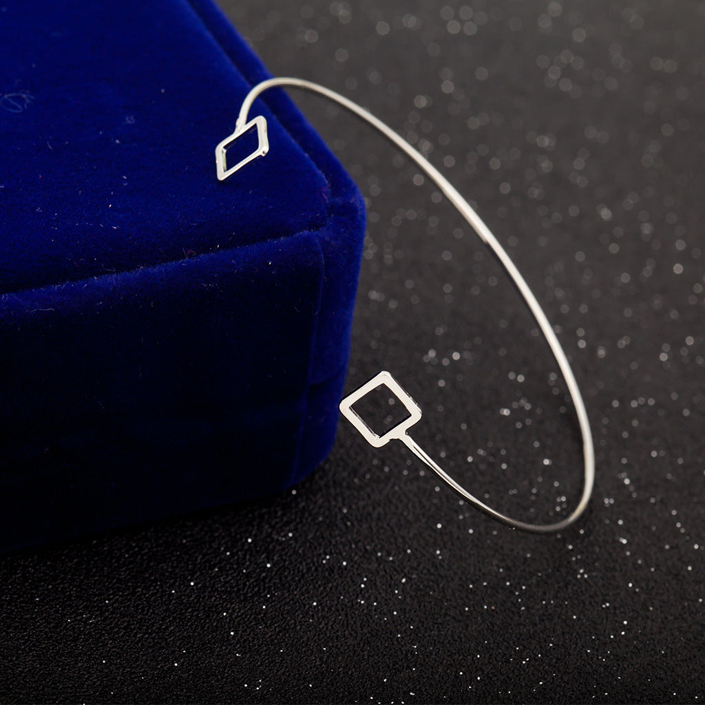 Womens Geometric Copper Bracelet Hollow Triangle Open Design Electroplated Jewelry Gift For Women Elegant Everyday Wear