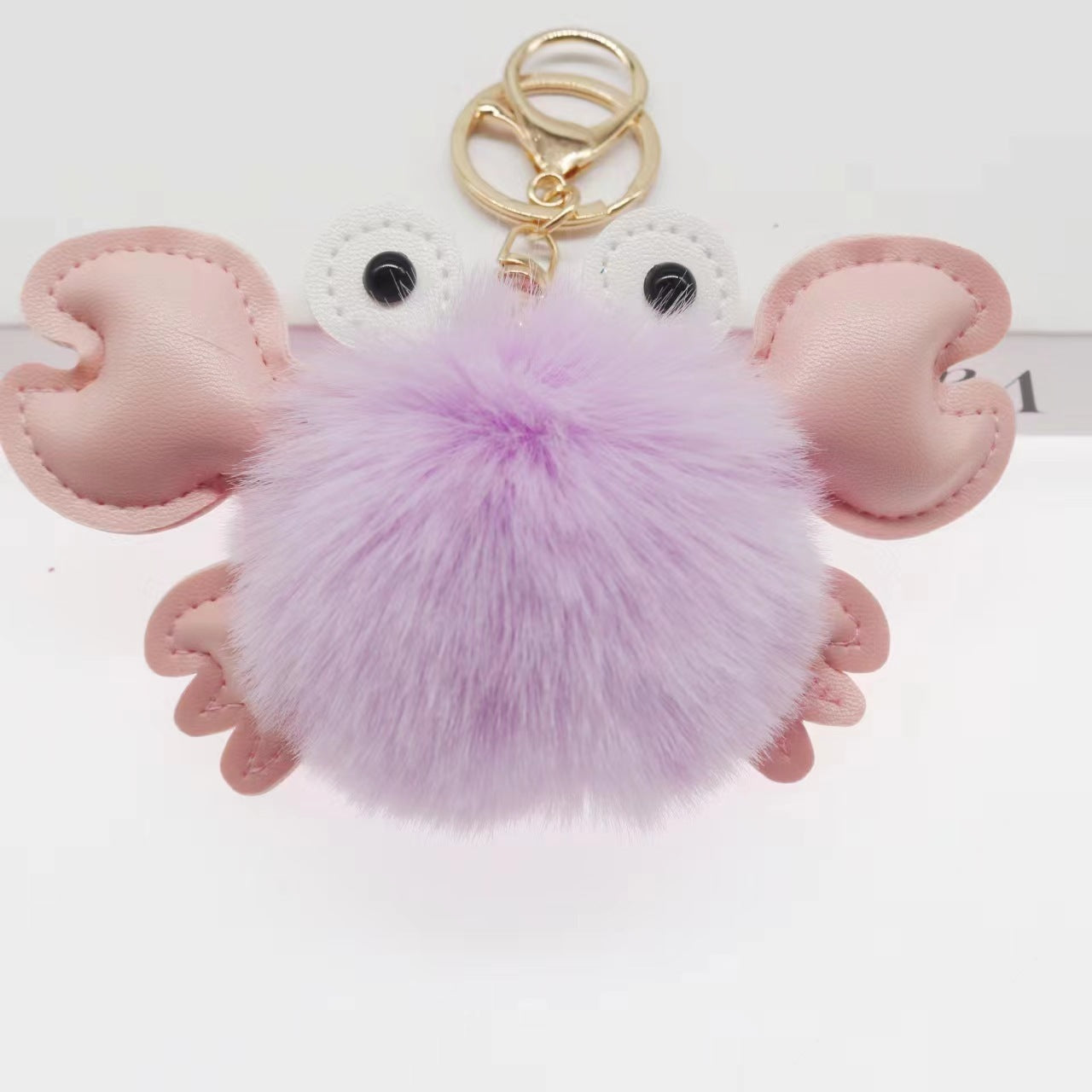 Crab Keychain Adorable Cartoon Crab Pendant Sewn Faux Leather Accessory Cute Crab Design Perfect Gift Great Gift