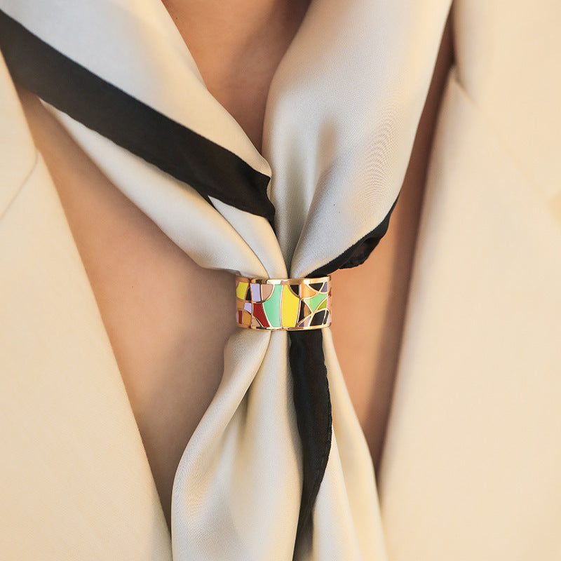 Unisex Scarf Buckle Clip For Clothes T Shirt Knotted Ring Copper Accent Accessory Corner Style Polished Copper